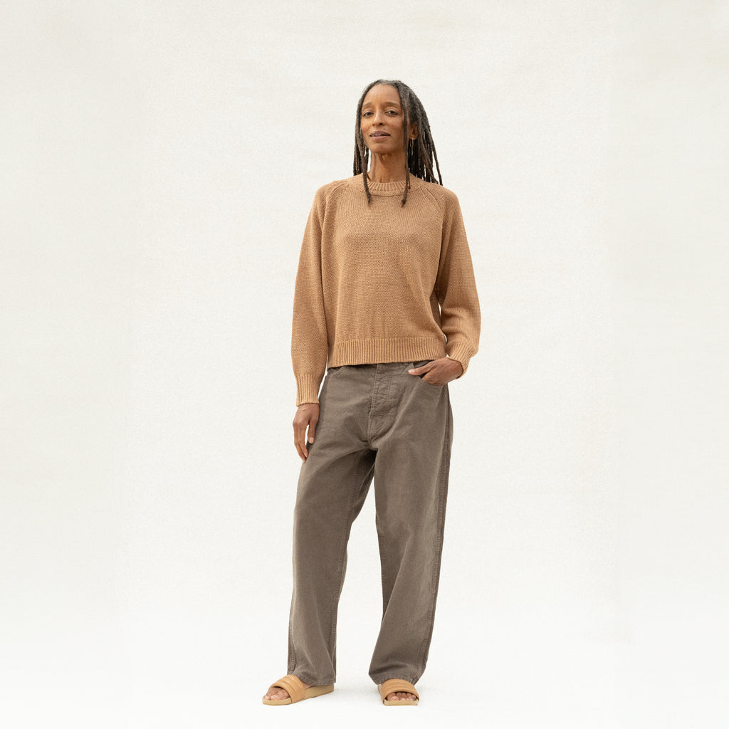 Lind Knit Crew - Camel Linen