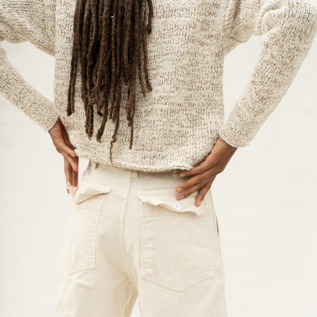 Marl V Neck - Raw White Marl