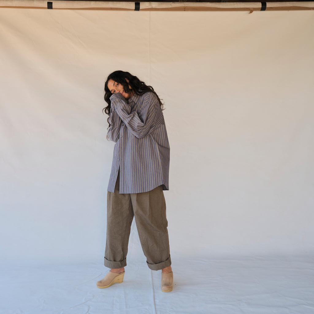 Nolan Shirt - Grey Blue Stripe