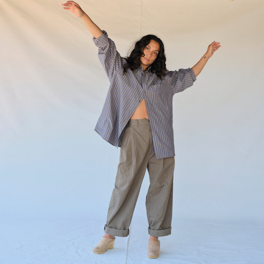 Nolan Shirt - Grey Blue Stripe