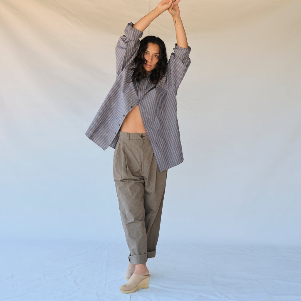 Nolan Shirt - Grey Blue Stripe