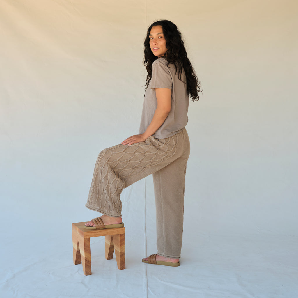 Cable Knit Pants - Taupe
