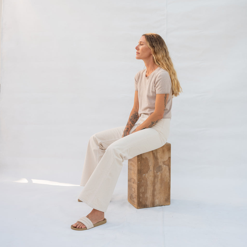 Vintage Sand Short Sleeve Sweater