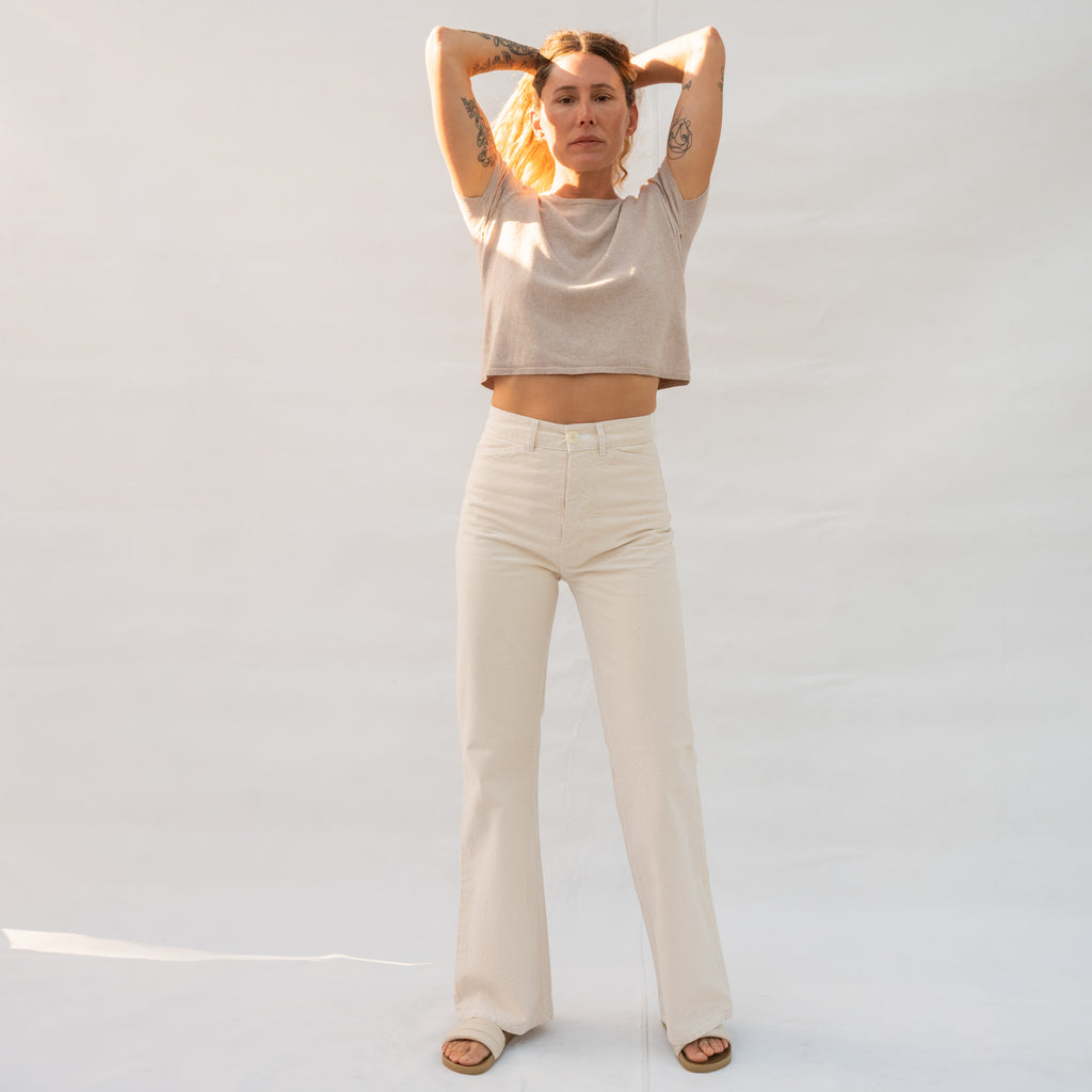 Vintage Sand Short Sleeve Sweater