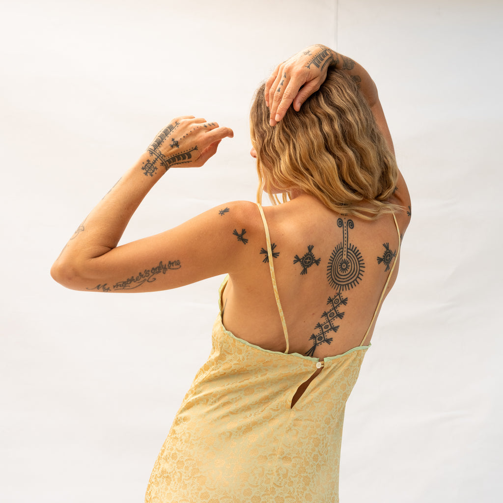 Cute Dress - Pale Gold Flower