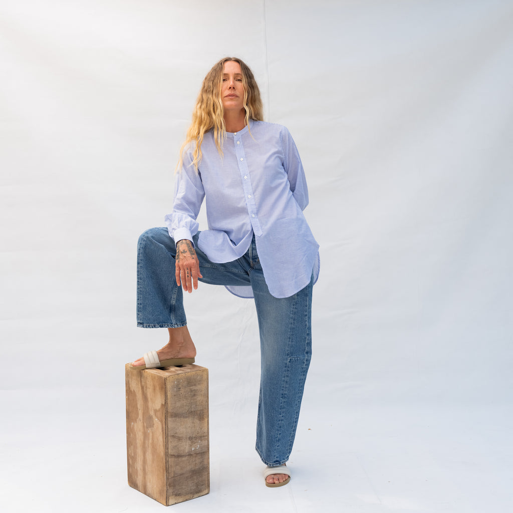 Marta Shirt - Navy White Stripe