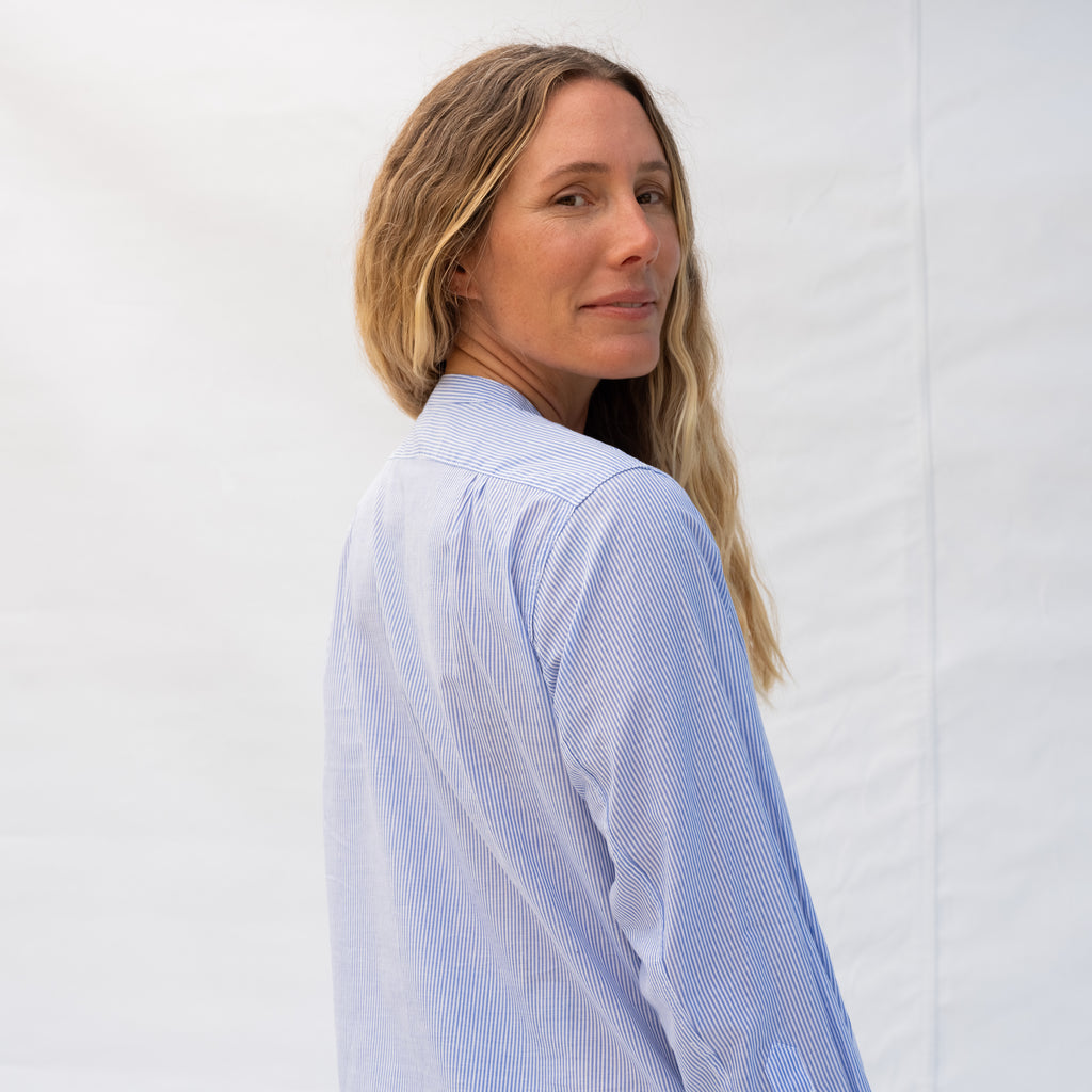 Marta Shirt - Navy White Stripe