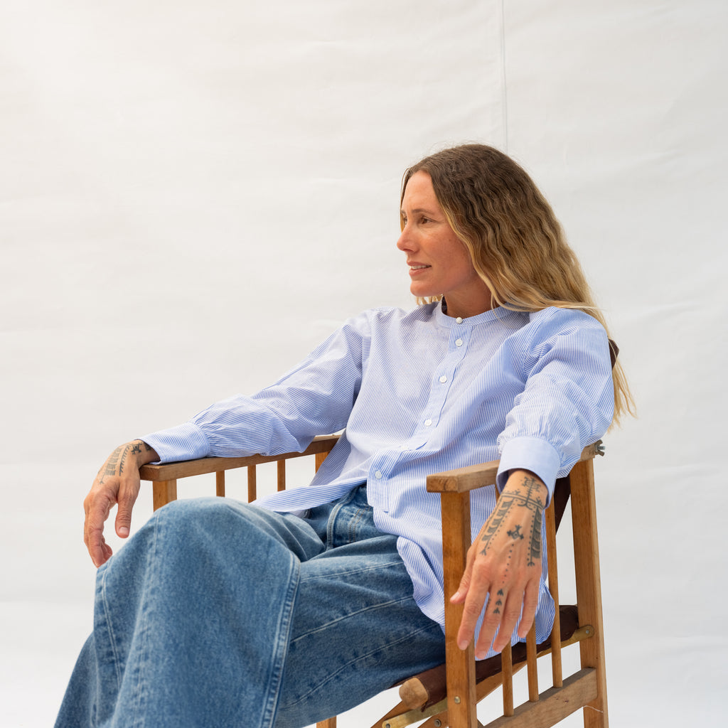 Marta Shirt - Navy White Stripe