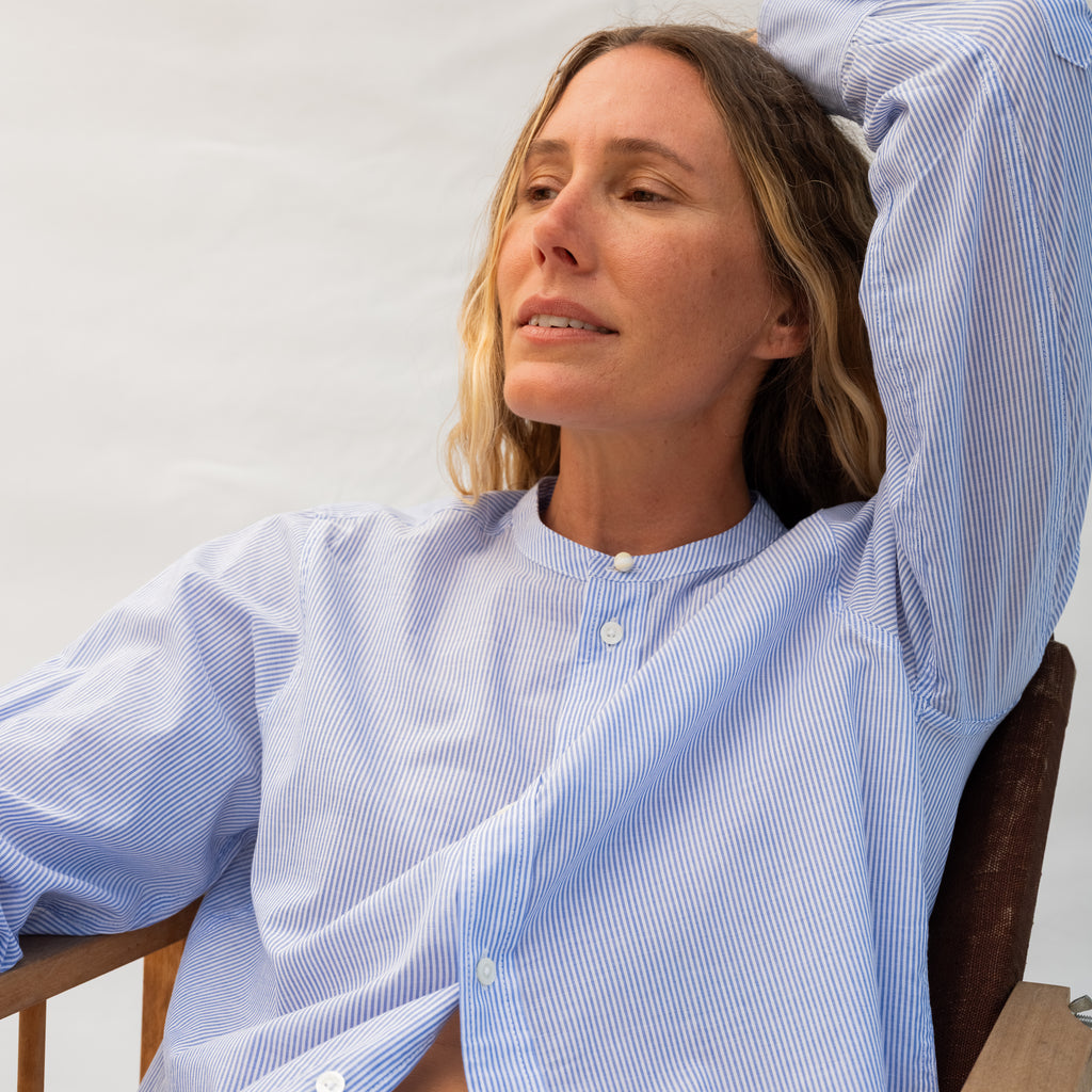 Marta Shirt - Navy White Stripe