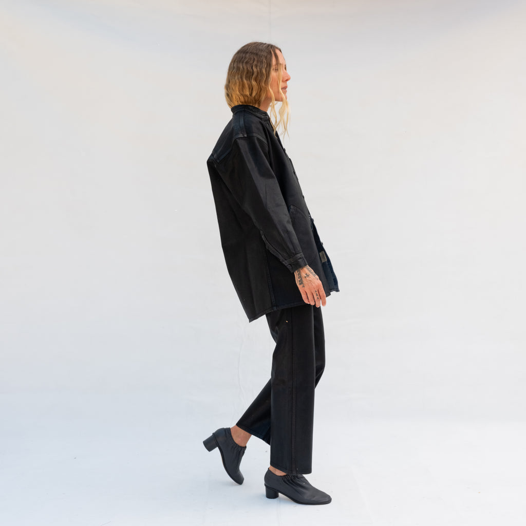 Band Collar Okuda Jacket - Black Lacquer