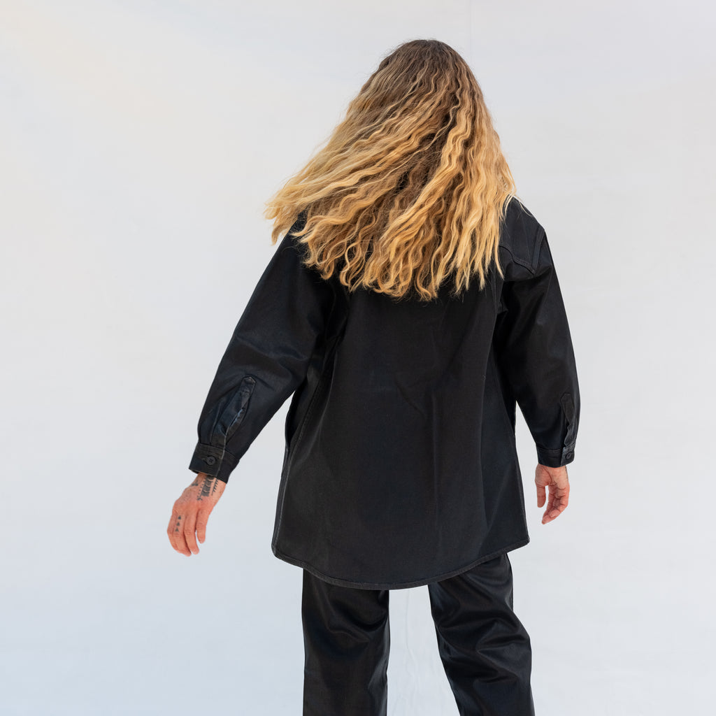 Band Collar Okuda Jacket - Black Lacquer