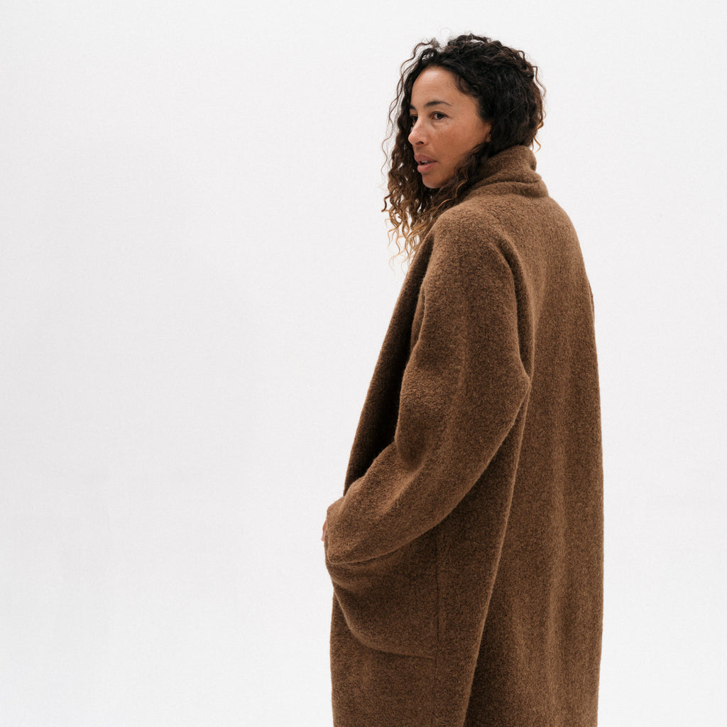 Double Face Long Coat - Rust