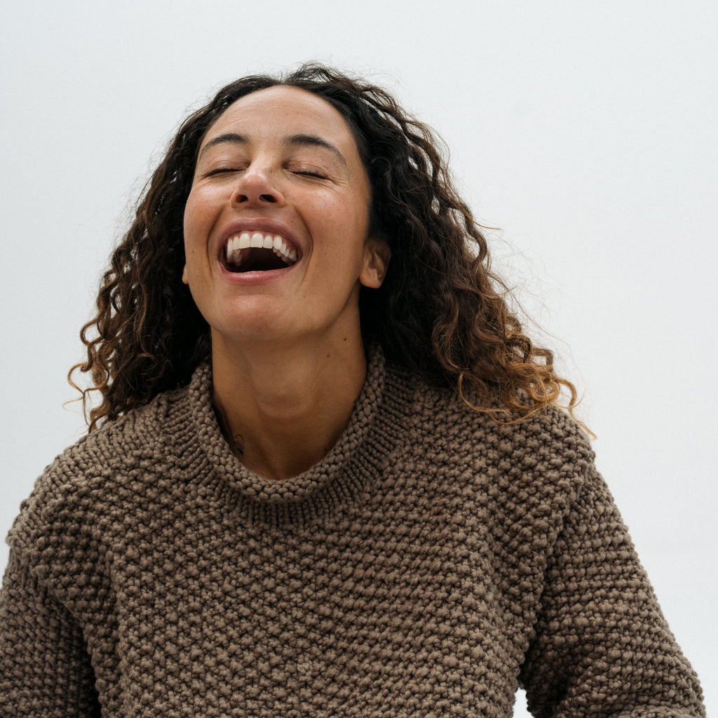 Handknit Crepe Rollneck - Bark