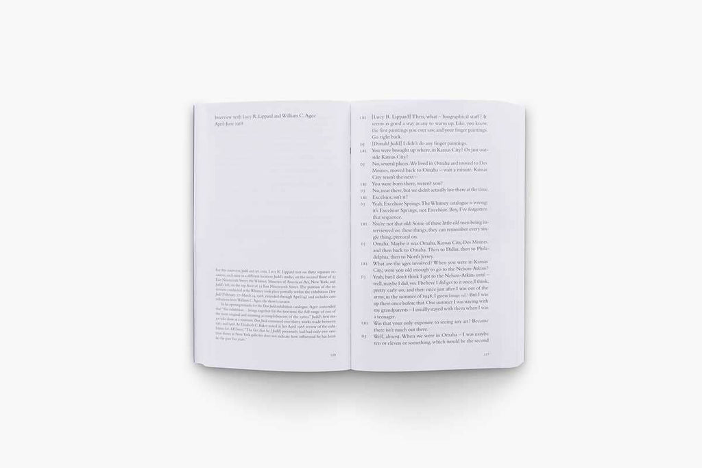 Donald Judd Interviews by Donald Judd