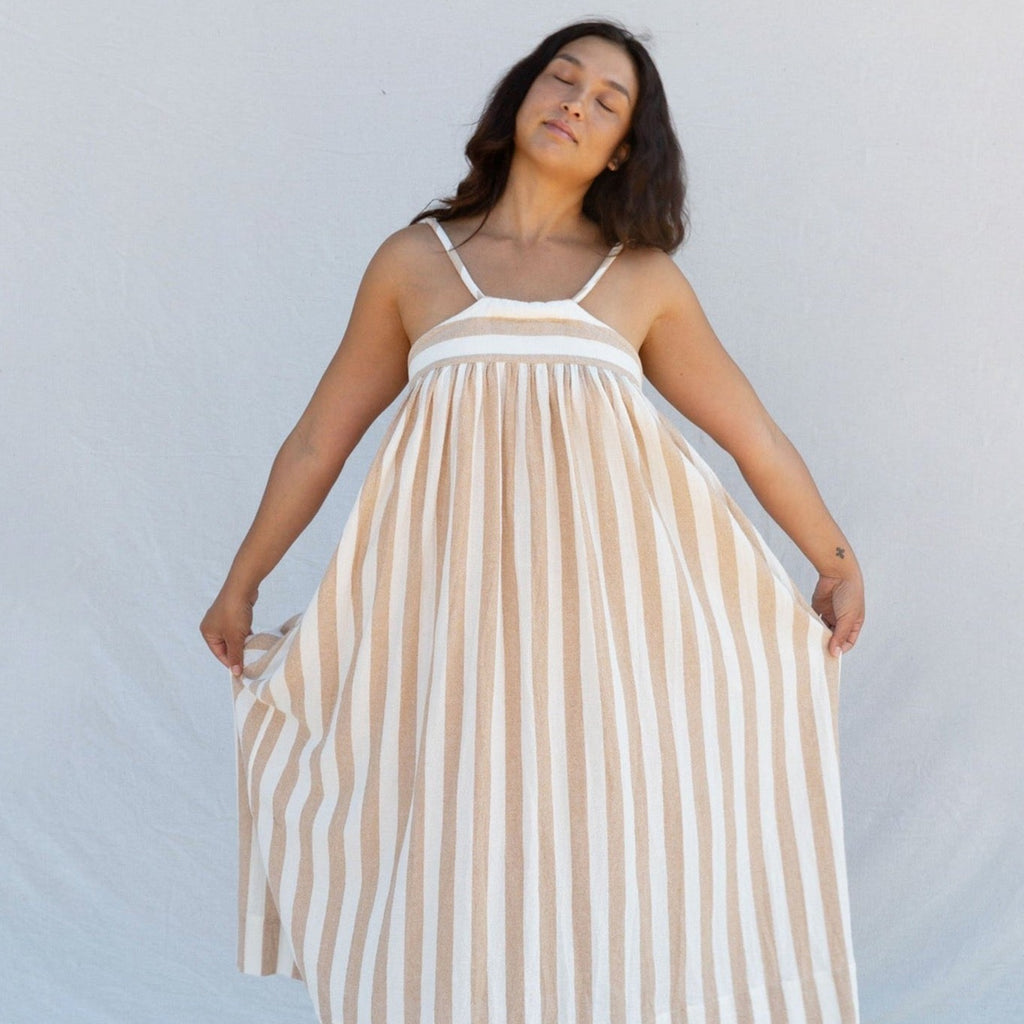 Infinite Bridge Dress - Tan & Ivory Stripe