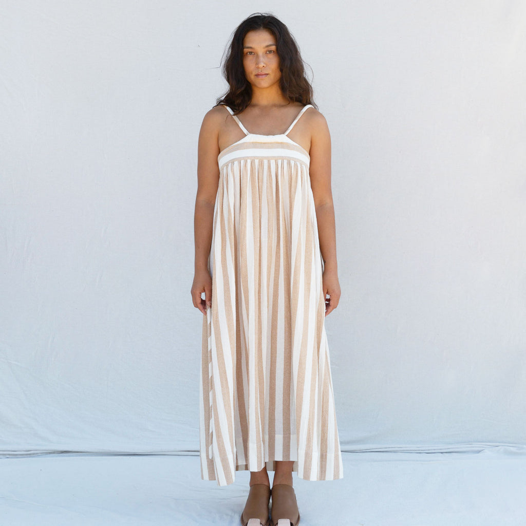 Infinite Bridge Dress - Tan & Ivory Stripe