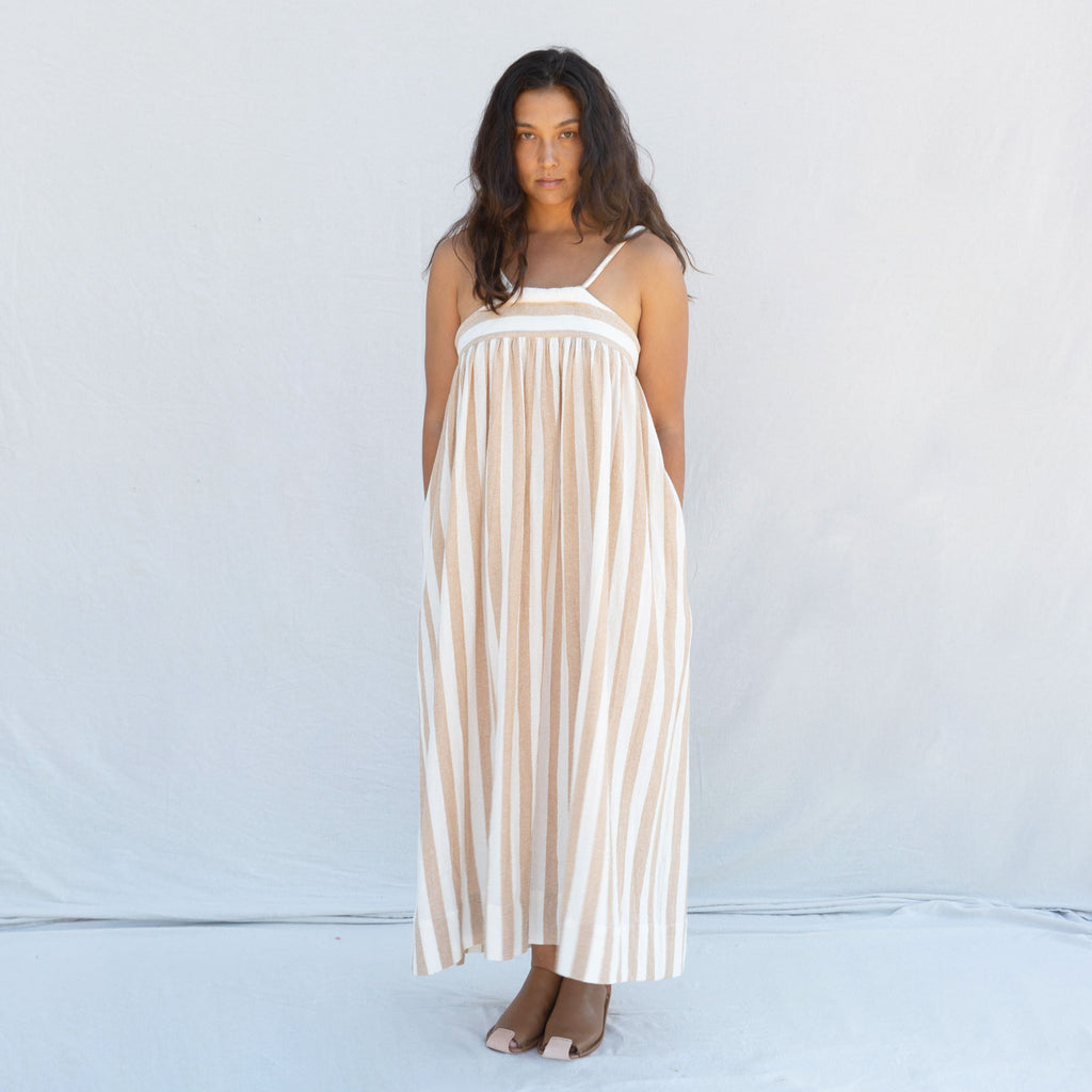 Infinite Bridge Dress - Tan & Ivory Stripe