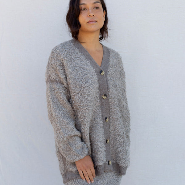 Sherpa Cardigan - Taupe/Granite at General Store