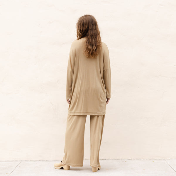 Women Thick Wool Straight Pants Vintage High Waist Pockets