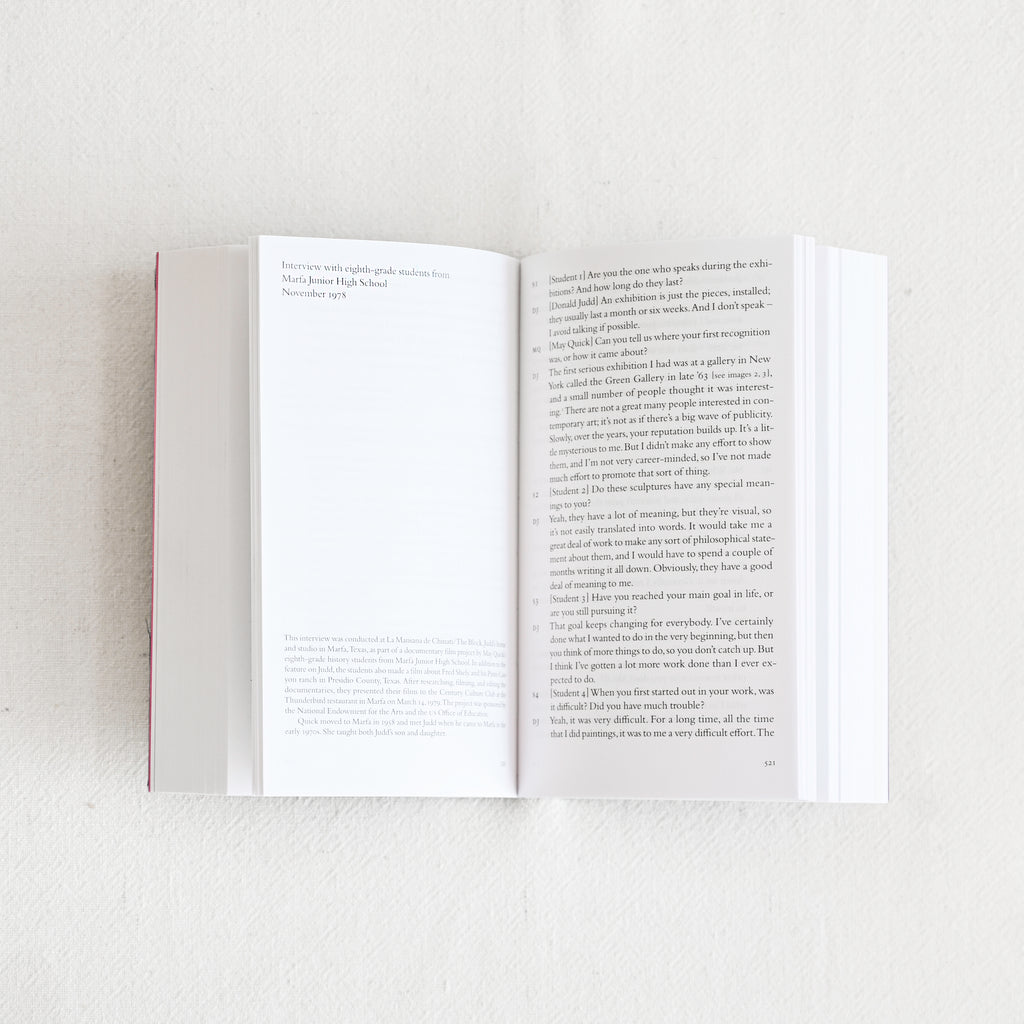 Donald Judd Interviews by Donald Judd