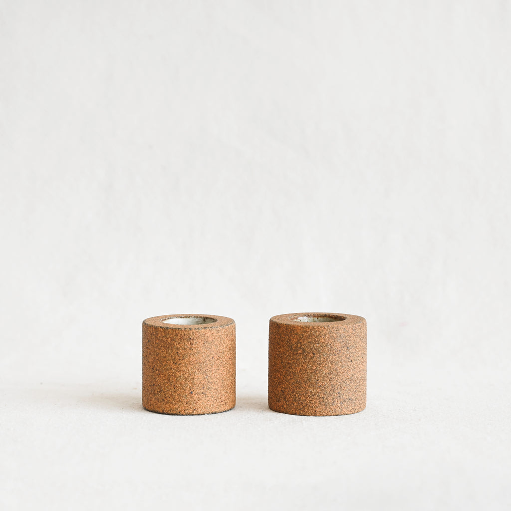 Tall Mani Candle Holder - Sandstone/Raw Exterior