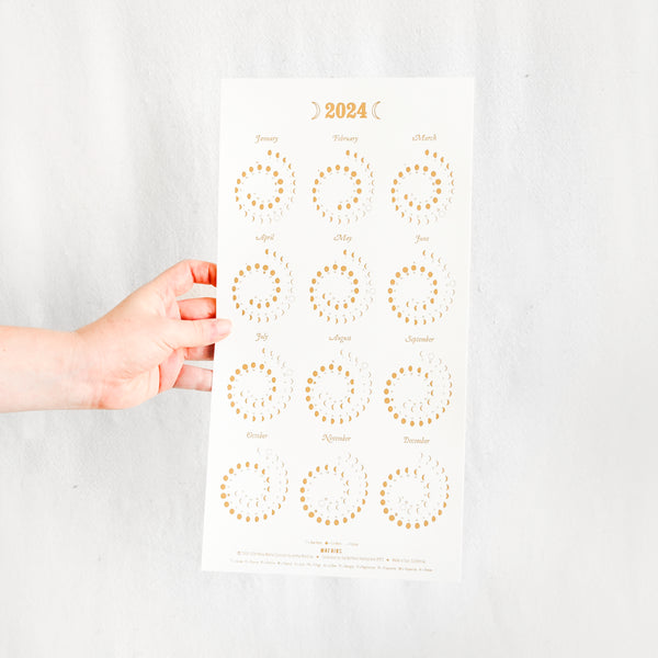 2024 Many Moons Calendar Gold Foil On Pearl White At General Store 2024-many-moons-calendar-gold-foil-on-pearl-white-at-general-store