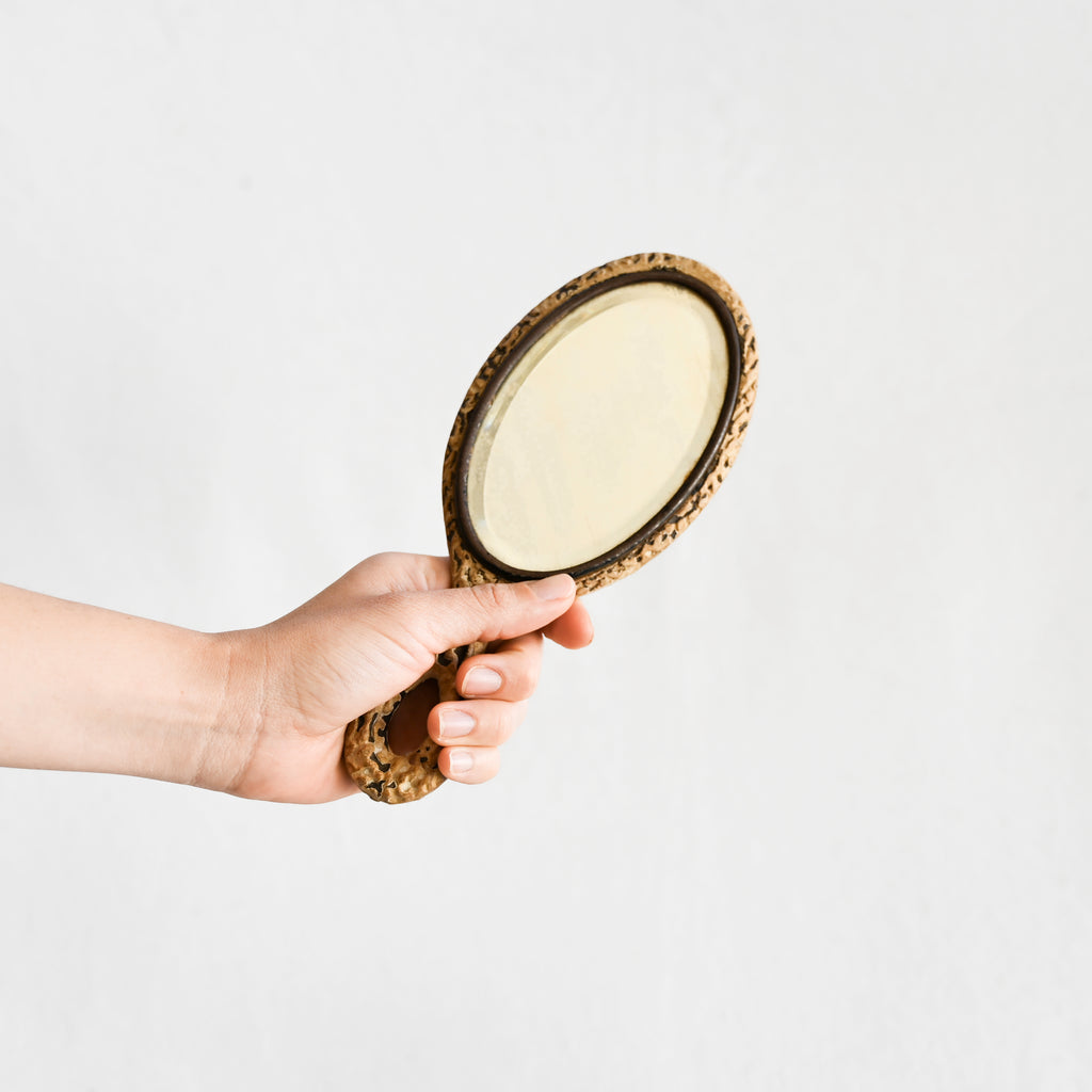 Vintage Carved Hand Mirror