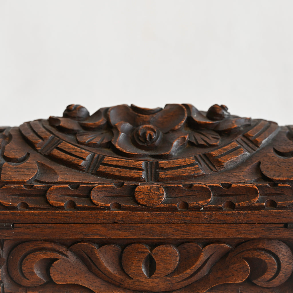 Vintage Carved Wood Lidded Box