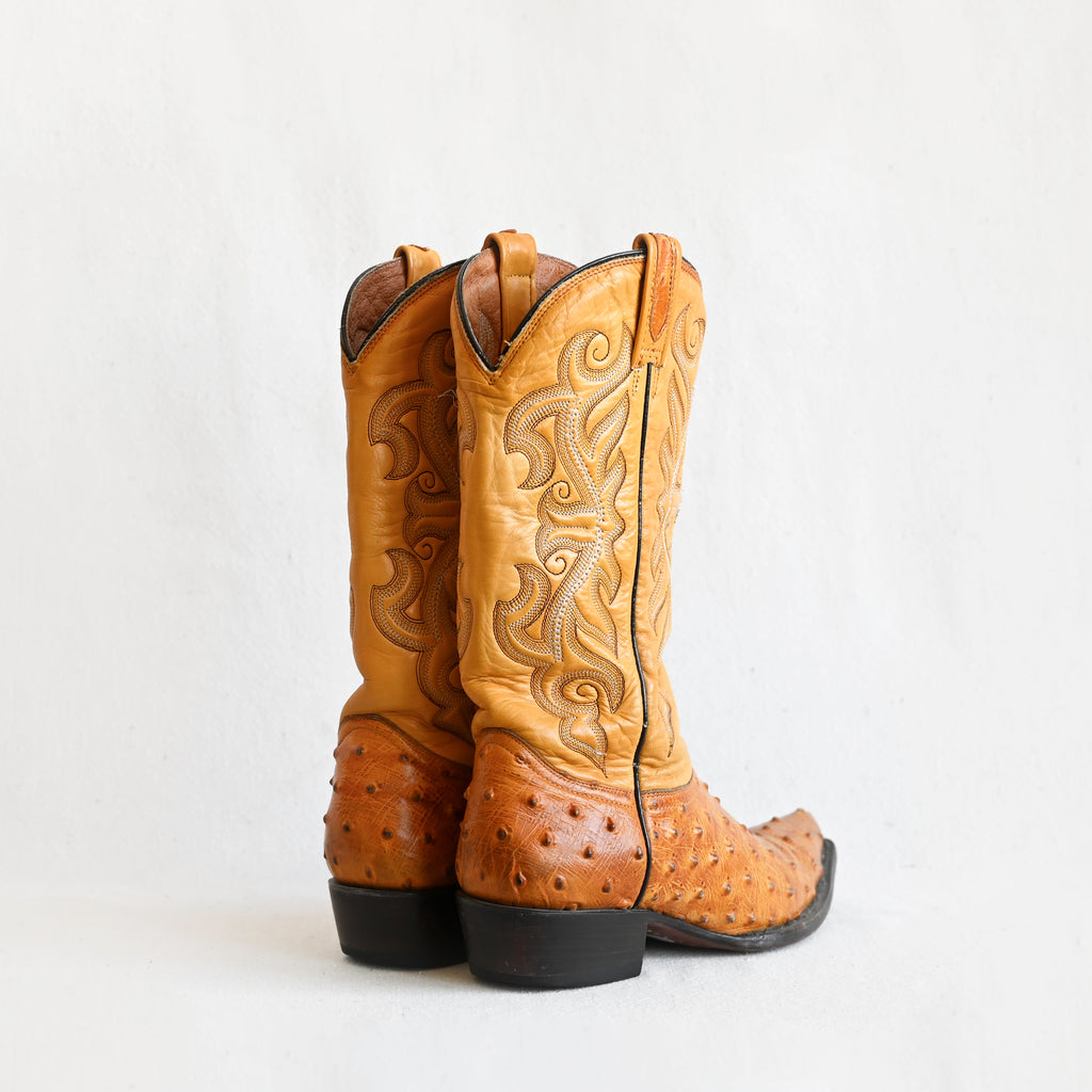 Vintage Ostrich Leather Cowboy Boot