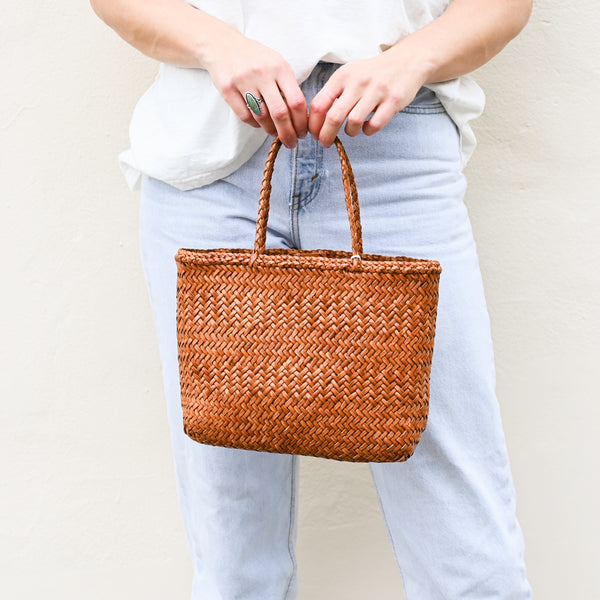 Dragon Diffusion Mini Flat Gora Woven Leather Tote Bag