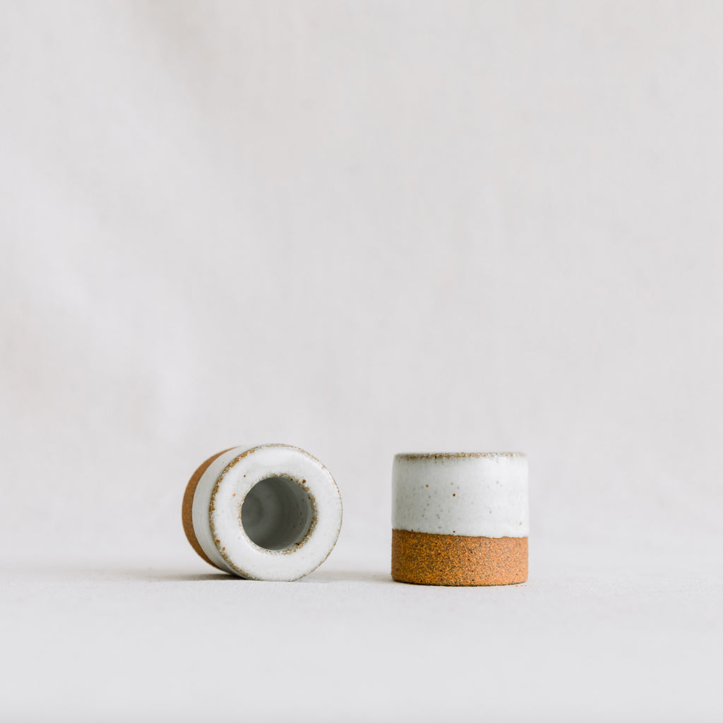 Tall Mani Candleholder - Sandstone / White