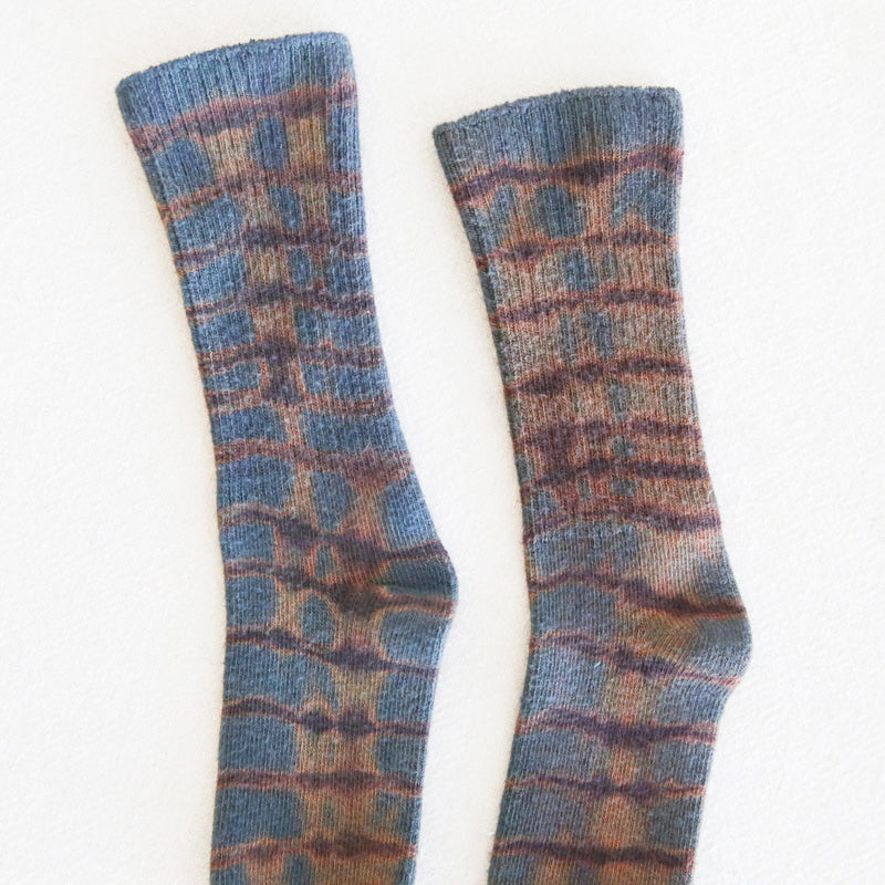 Brown & Blue Tie Dye Socks - Kids