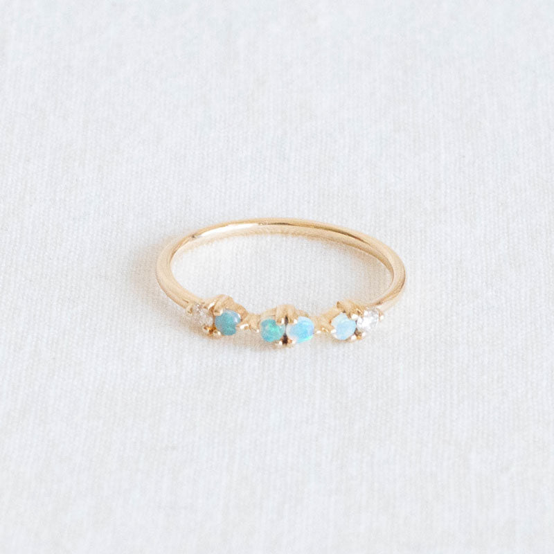 Opal & Diamond Demi-Paired Ring