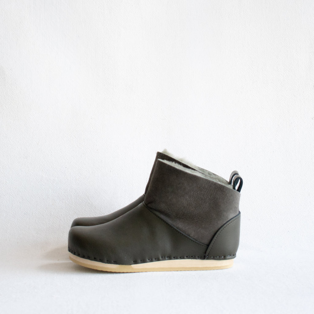 No.6 Low Shearling Clog Boot - Storm and Olive