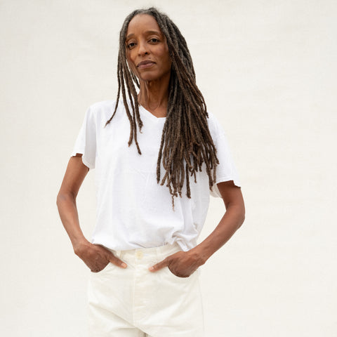 White V Neck Tee - Vintage
