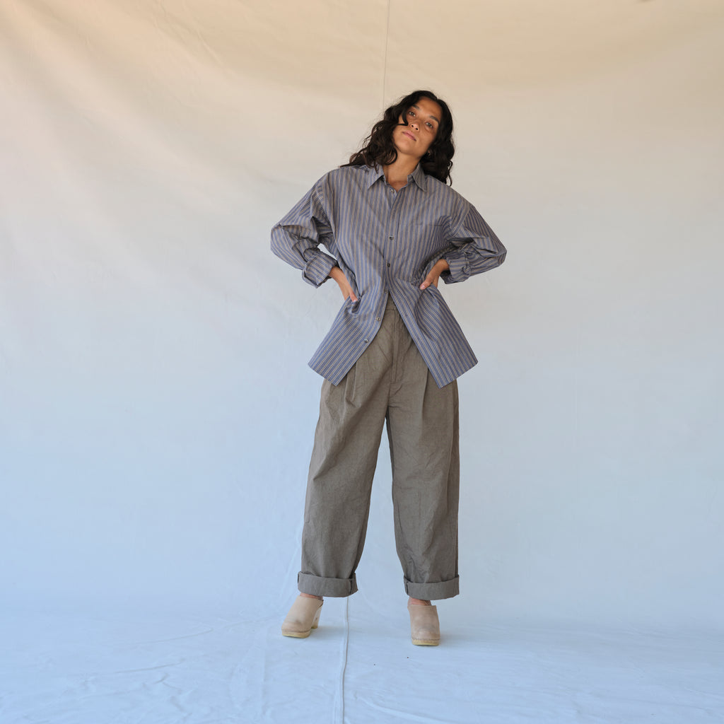 Nolan Shirt - Grey Blue Stripe