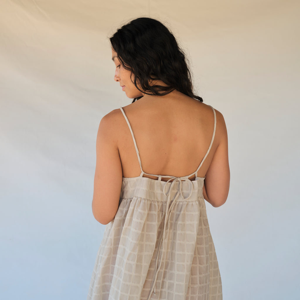 Ripple Strap Dress - Beige