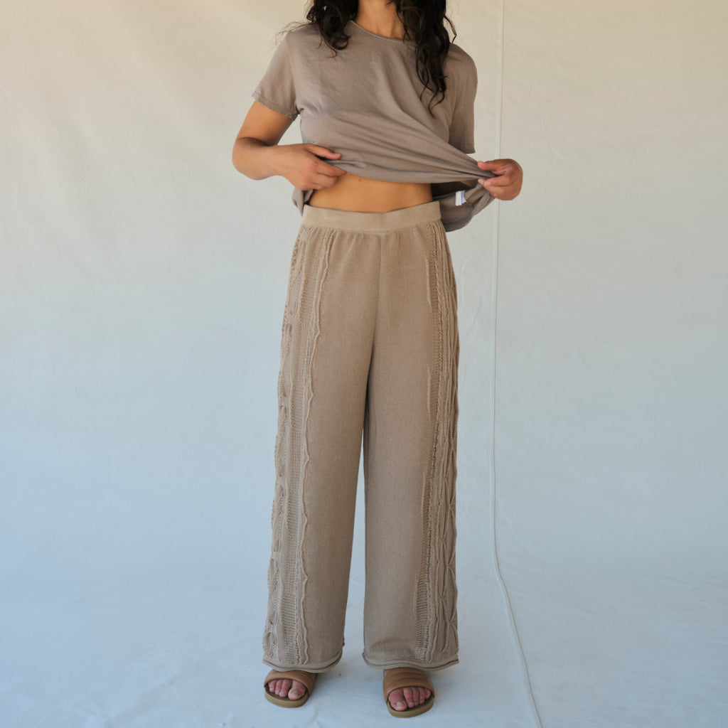 Cable Knit Pants - Taupe