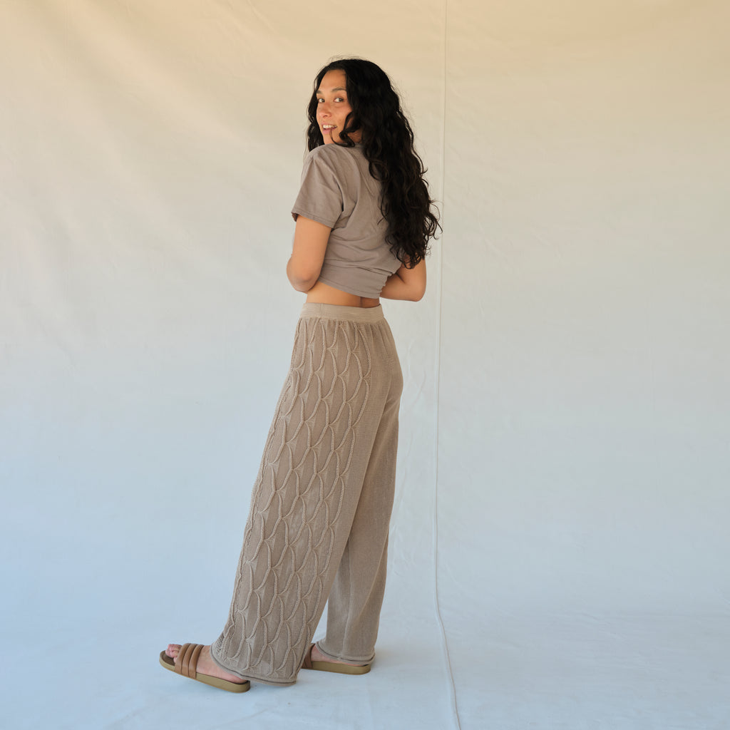 Cable Knit Pants - Taupe