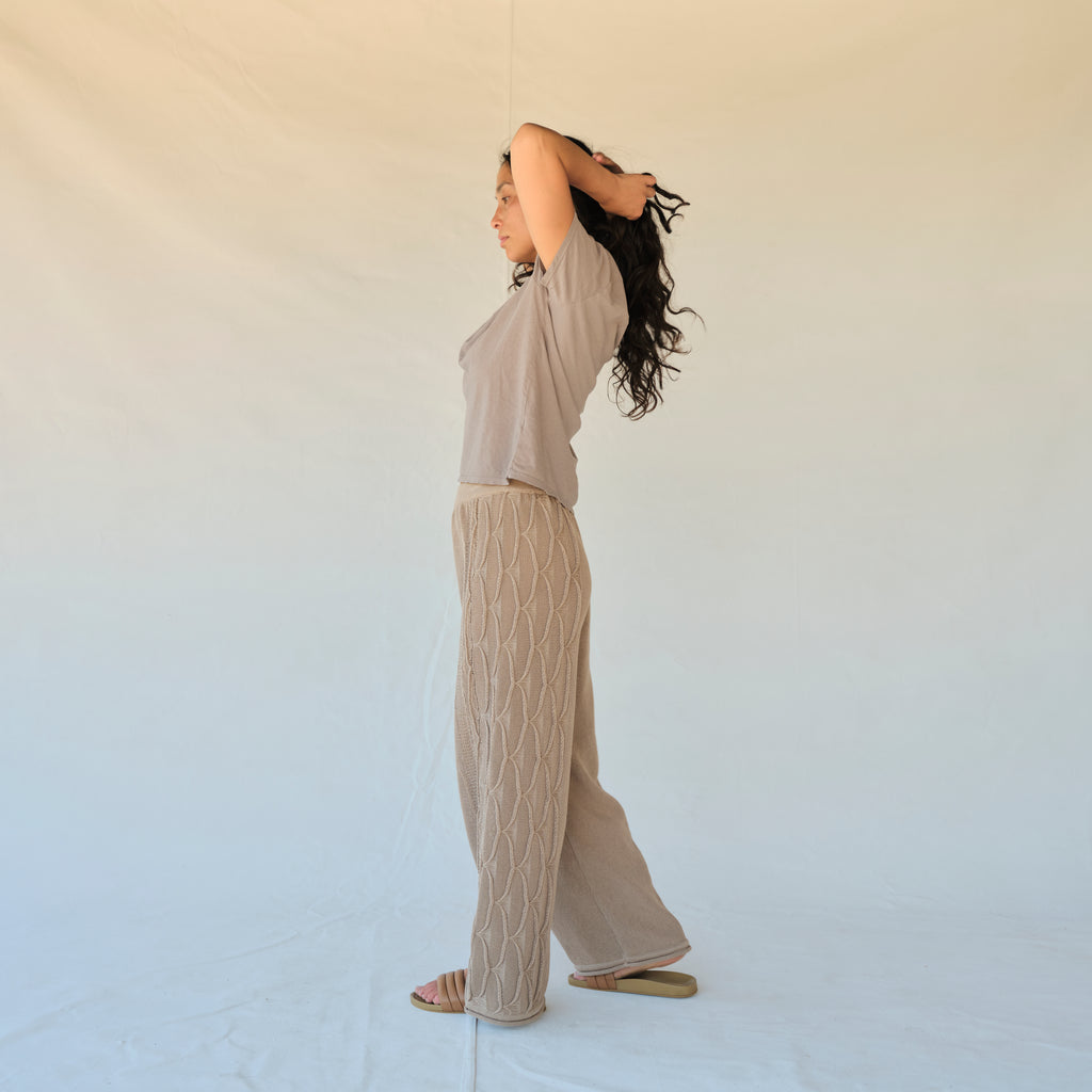 Cable Knit Pants - Taupe