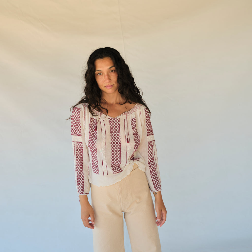 Vintage Embroidered Folk Blouse