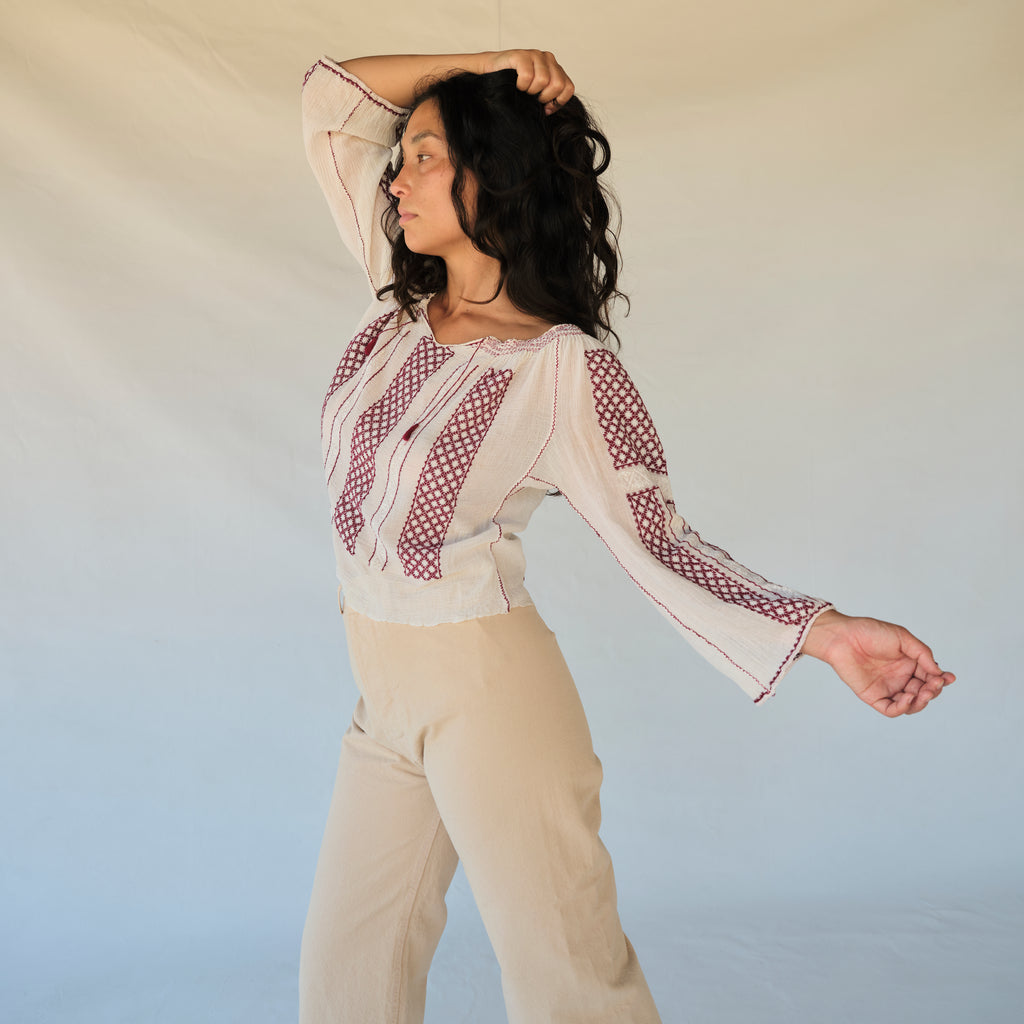 Vintage Embroidered Folk Blouse