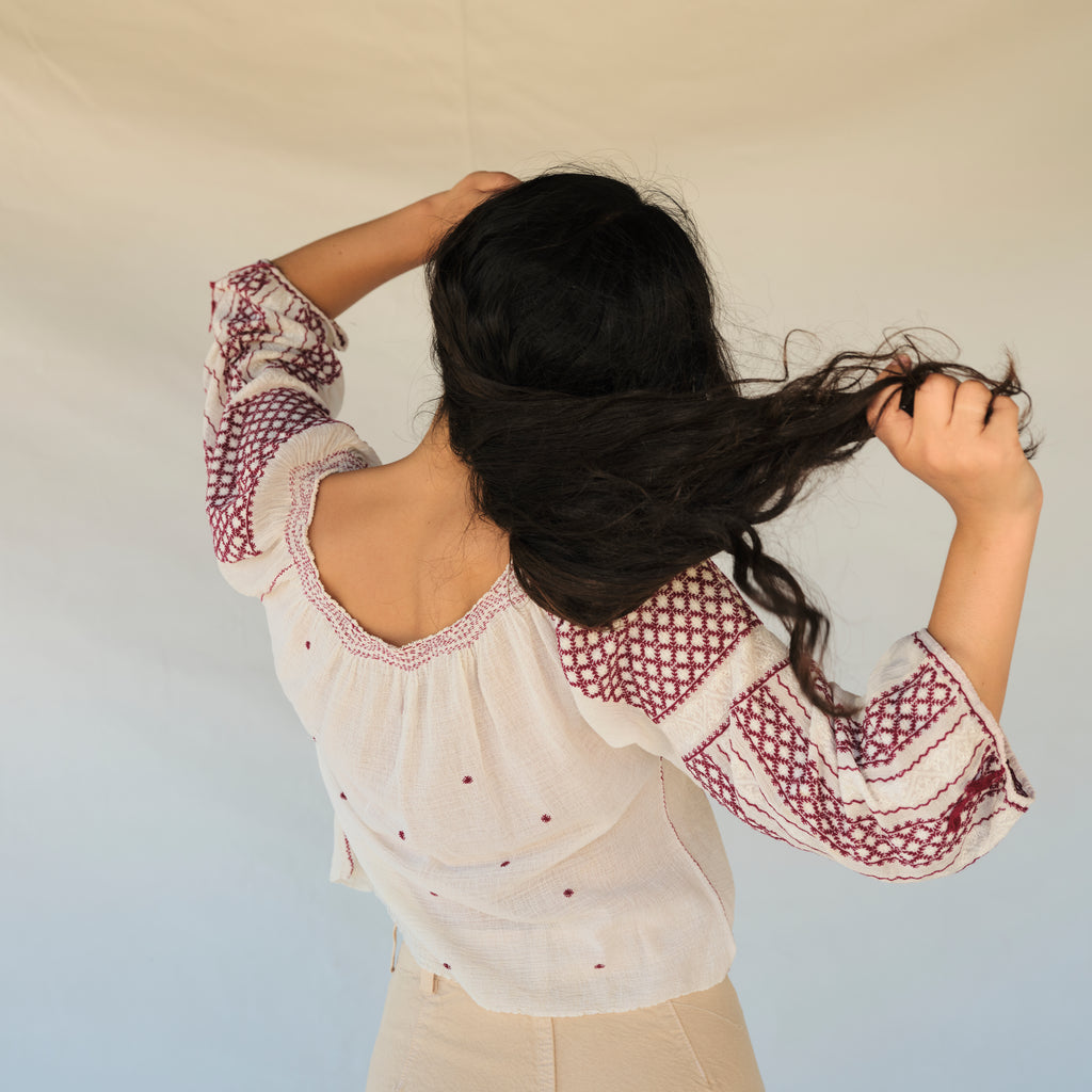 Vintage Embroidered Folk Blouse
