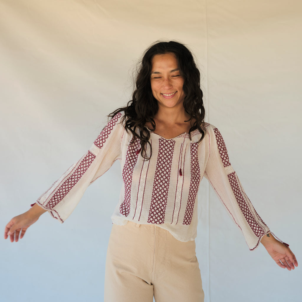 Vintage Embroidered Folk Blouse