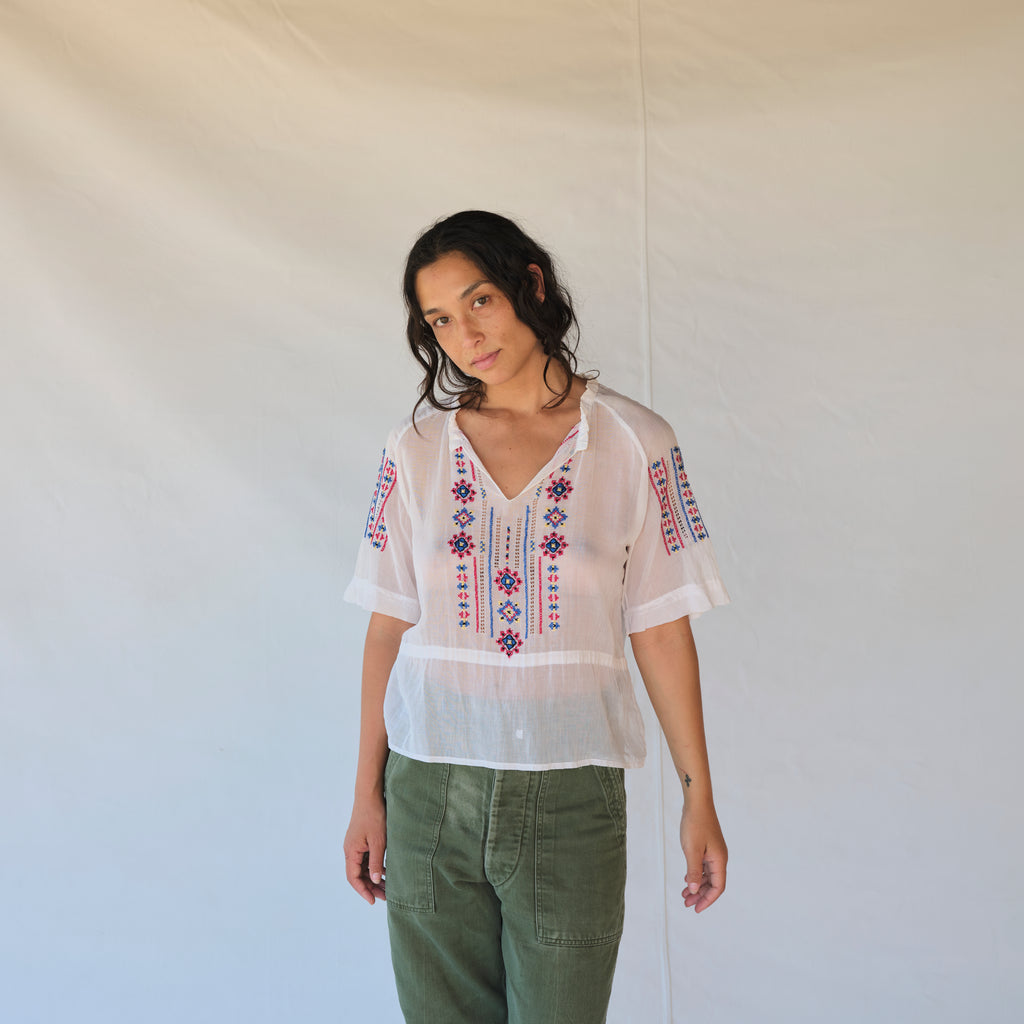 Vintage Sheer Embroidered Blouse