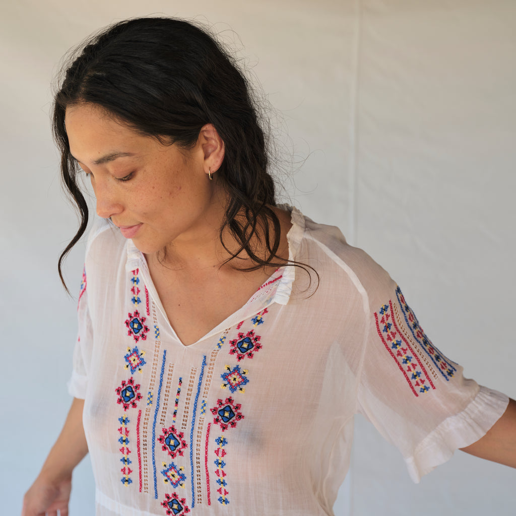 Vintage Sheer Embroidered Blouse
