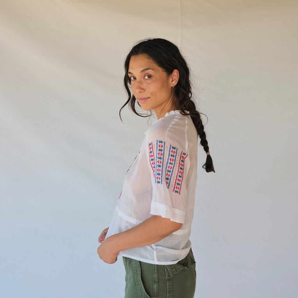 Vintage Sheer Embroidered Blouse