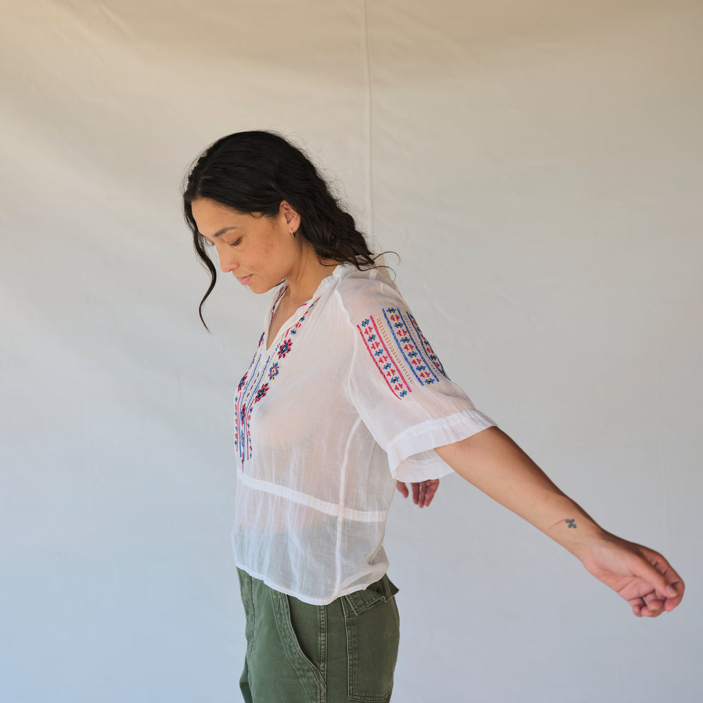 Vintage Sheer Embroidered Blouse