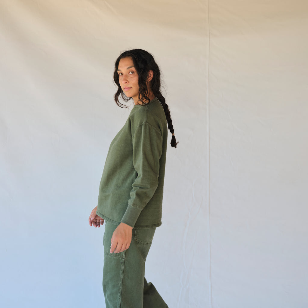 Vintage Army Green Crewneck Sweatshirt