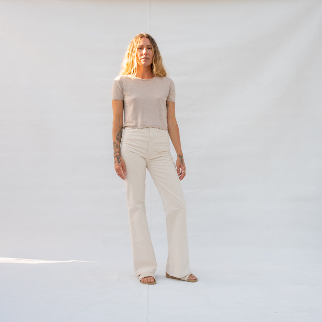 Vintage Sand Short Sleeve Sweater